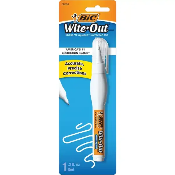 BIC Wite-Out Shake N‘ Squeeze Correction Pen, White, 8 ml