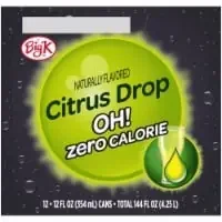 Big K Citrus Drop Oh! Zero Calorie Soda – 12 ct; 12 fl oz