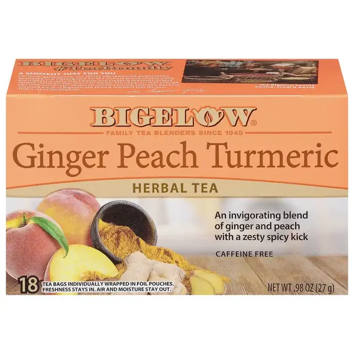 Bigelow Herbal Tea, Caffeine Free, Ginger Peach Turmeric, Tea Bags