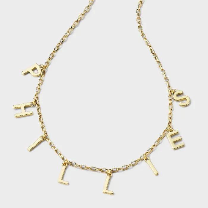 Bijoux Sport by Luv Aj MLB Gold Charm Cubic Zirconia Letter Necklace – Philadelphia Phillies Brass Chain, 16″ Length