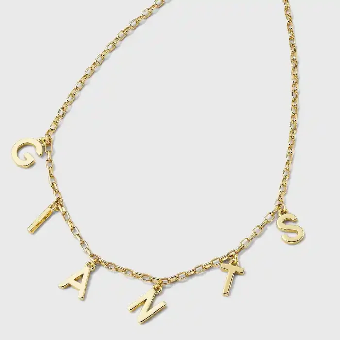 Bijoux Sport by Luv Aj MLB Gold Charm Cubic Zirconia Letter Necklace – San Francisco Giants Brass Chain, 16″ Length