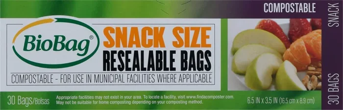 BioBag Snack Size Resealable Bags 30 ea