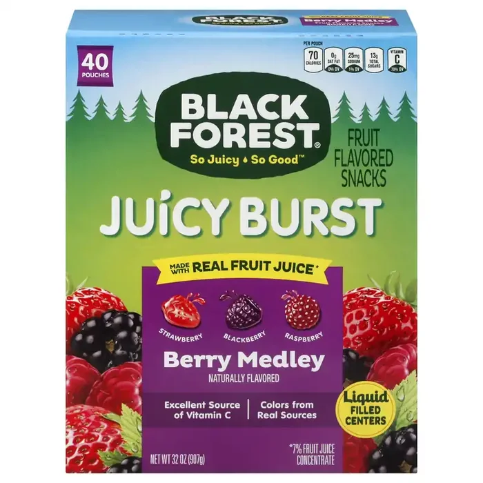 Black Forest 02067 157309 Juicy Burst Berry Medley Fruit Flavored Snacks 40 ct