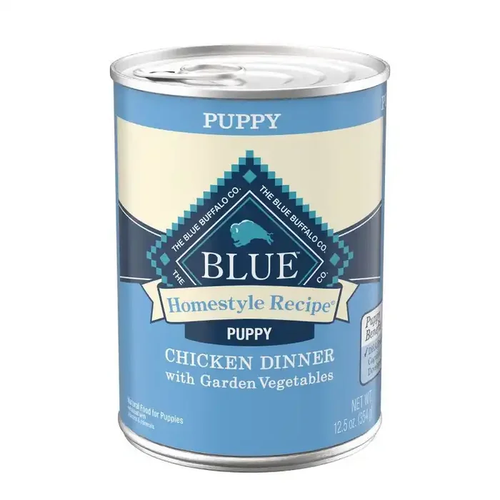 Blue Buffalo Homestyle Recipe Natural Puppy Wet Dog Food Chicken Dinner with Garden Vegetables – 12.5oz