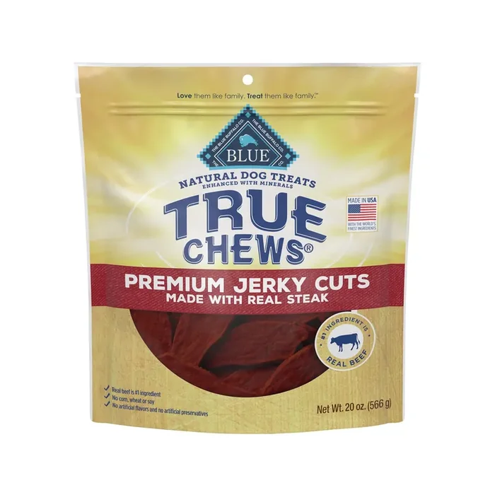 Blue Buffalo True Chews Premium Jerky Cuts Dog Treats, Made in the USA with Natural Ingredients, Beef, 20-oz Bag