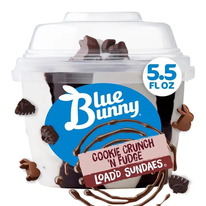 Blue Bunny Cookie Crunch ‘n Fudge Load‘d Sundaes, 5.5 fl oz
