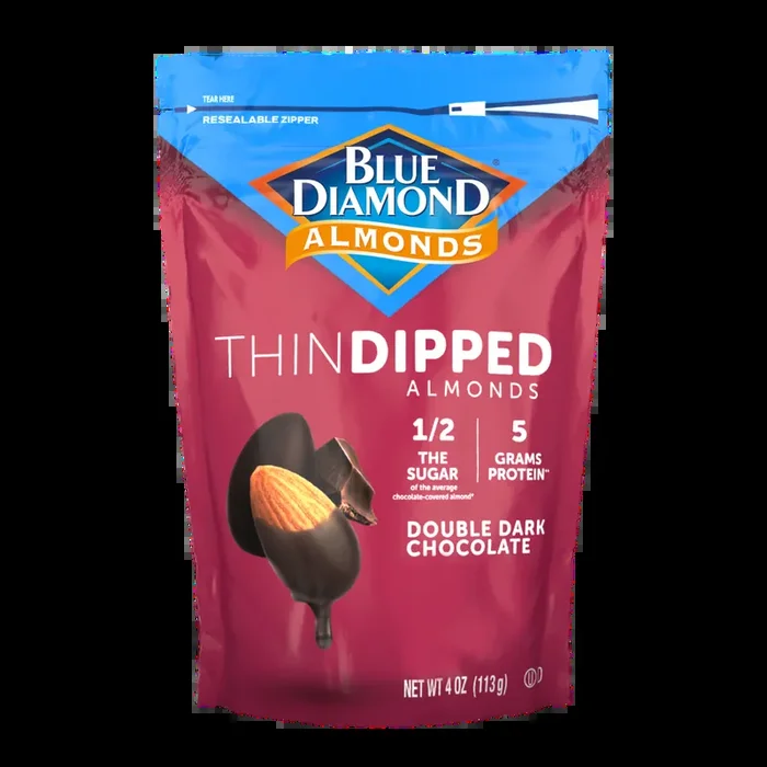 Blue Diamond Thin Dipped Double Dark Chocolate Almonds 4 oz