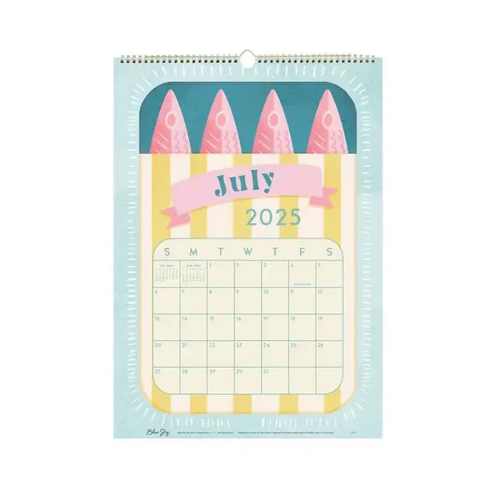 Blue Sky 12″x17″ 2025-2026 Monthly Wall Calendar Tinned Assorted