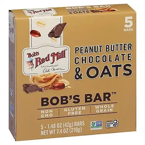 Bobs Red Mill Bobs Bar Peanut Butter Chocolate & Oats – 5-1.48 Oz