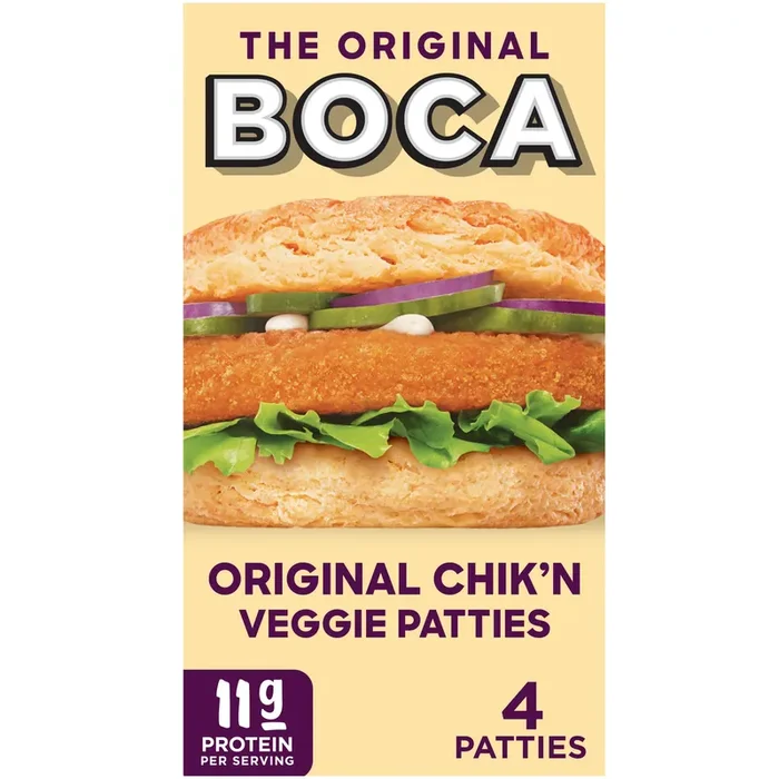 BOCA Original Vegan Chik‘n Veggie Patties with Non-GMO Soy, 4 ct Box