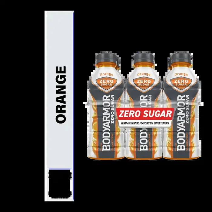 BODYARMOR Zero Sugar Orange Electrolyte Sports Drink, 20 fl oz Bottles, 6 Pack