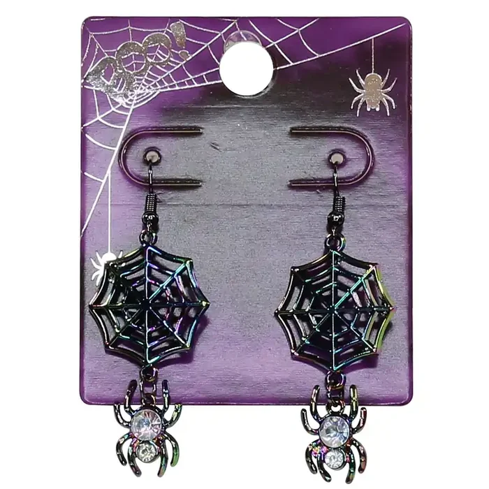 Boo Halloween Earrings – Sparkle Spider Web