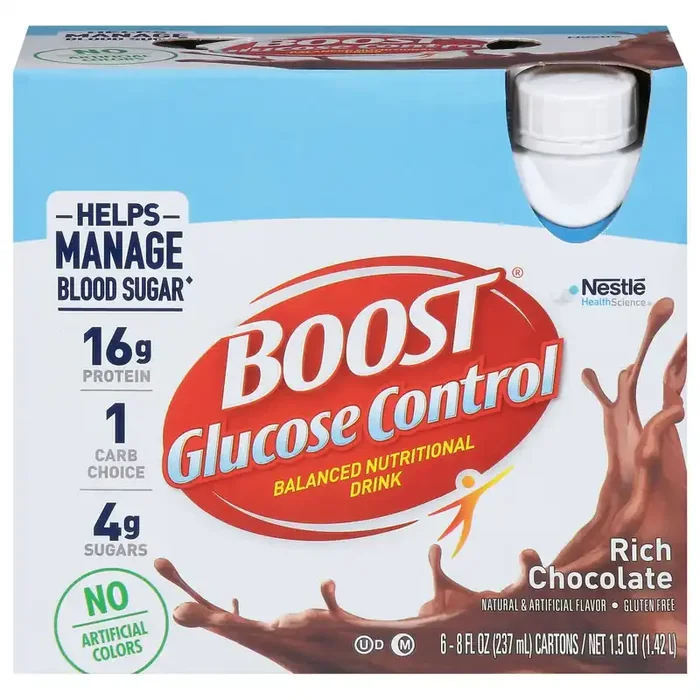 Boost Glucose Control Nutritional Drink, Rich Chocolate, 16 g Protein, 6 – 8 fl oz Cartons