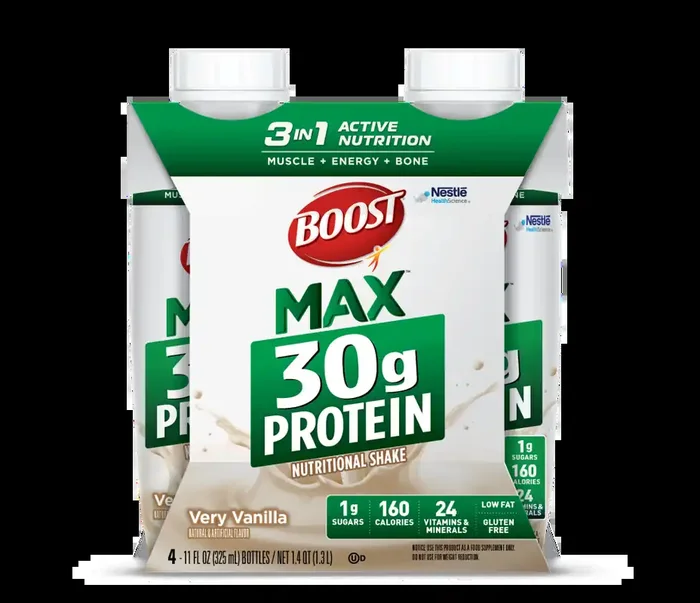 Boost Max Very Vanilla Nutritional Protein Shake Cartons