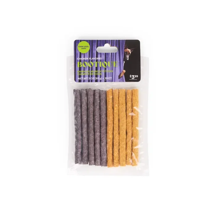 Bootique Chicken Flavored Rawhide Munchie Dog Sticks, 3 oz., Count of 10