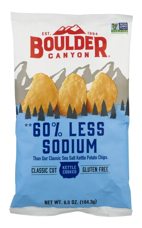 Boulder Canyon Authentic Foods Potato Chips Kettle Cooked Less Sodium- 6.5 oz