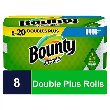 Bounty 8 Double Plus Select A Size White Tissue – 8 Count