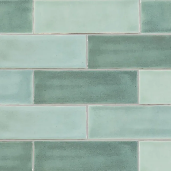 Boutique Castaway green 3-in x 9-in Glazed Ceramic Subway Wall Tile ( 0.185-sq ft Piece )