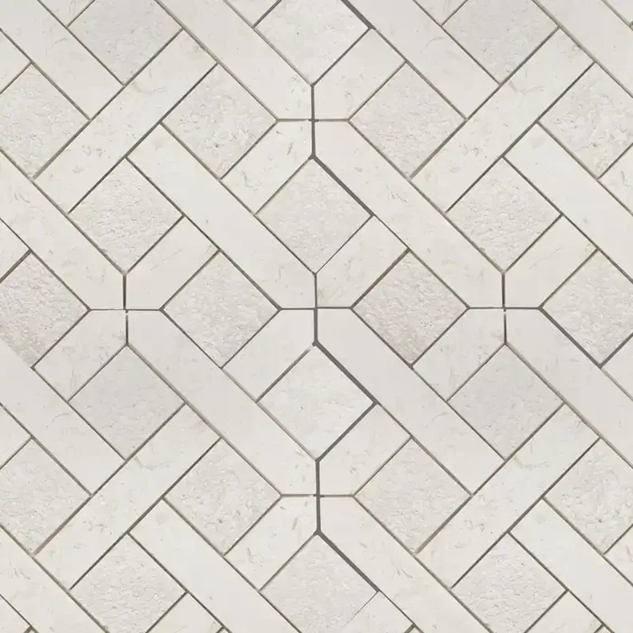 Boutique Stone Lattice Cream 11-in x 11-in Honed Natural stone Patterned Basketweave Mosaic Floor and Wall Tile ( 0.825-sq ft Piece )