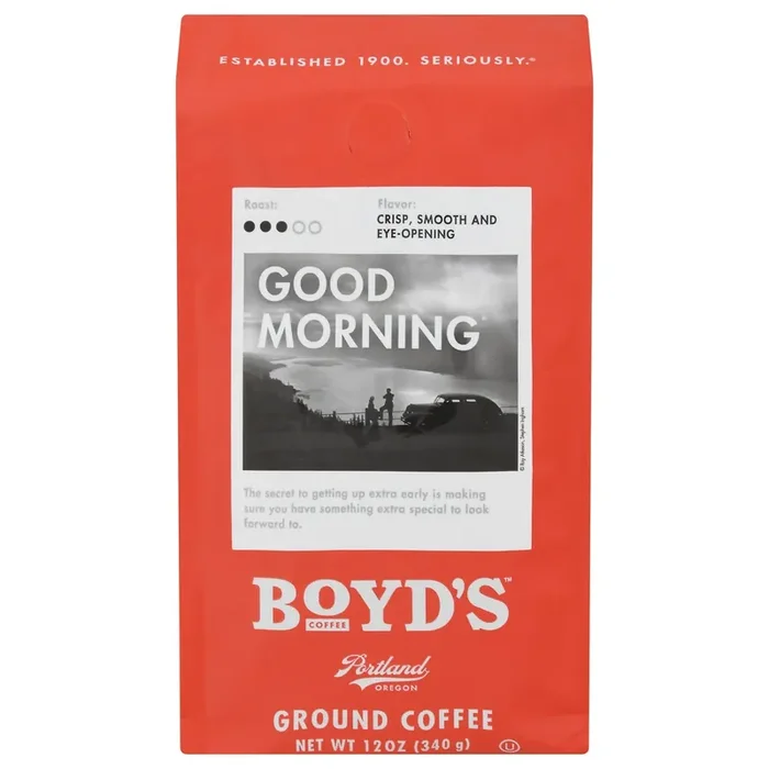 Boyd‘s Coffee Ground Good Morning Crisp, Smooth and Eye-Opening Coffee – 12 oz