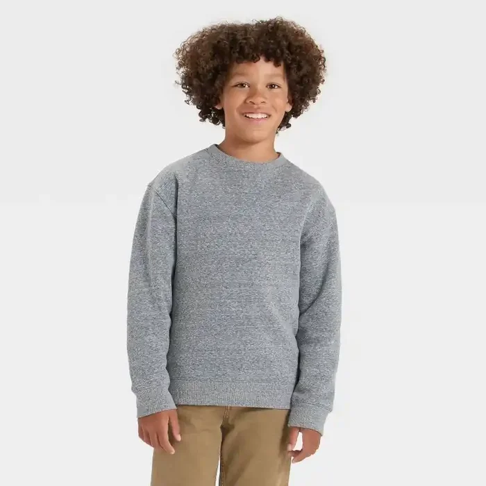 Boys‘ Solid Pullover Sweatshirt – Cat & Jack™ Charcoal Gray L