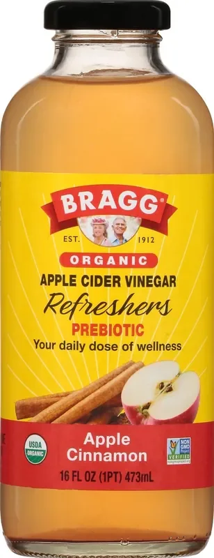 Bragg Apple Cider Vinegar, Organic, Apple Cinnamon, Prebiotic- 16 oz