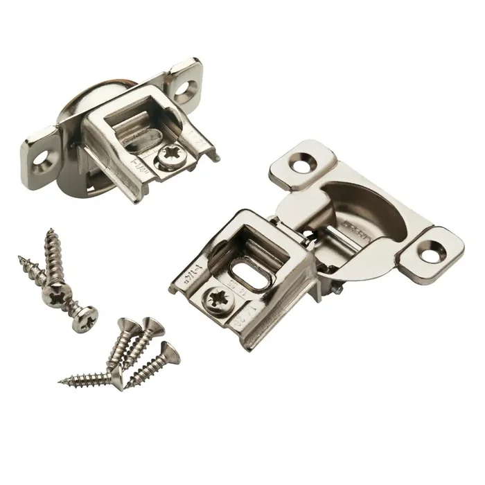 Brainerd 105.0-Degree 1-1/4-in Overlay Overlay Concealed Soft Close Nickel Plated Cabinet Hinge , 2 -Pieces)