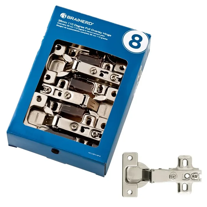 Brainerd 110-Degree Full Overlay Concealed Concealed Nickel Plated Cabinet Hinge , 8 -Pieces)