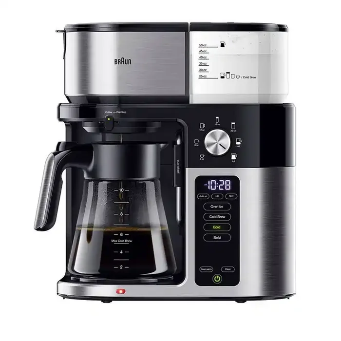 Braun MultiServe Plus 10-Cup Pod Free Drip Coffee Maker, 7 Brew Sizes / Hot & Cold Brew, KF9250BK Stainless Steel, Electric, Dishwasher-Safe