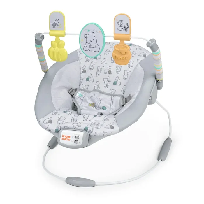 Bright Starts Disney Baby Winnie the Pooh Classic Pals Vibrating Baby Bouncer Seat with Melodies & Toys, Unisex, 0-6 Months