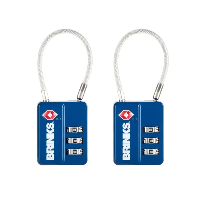 Brinks TSA Combination Padlock, 1-1/4-in Wide x 2-1/4-in Shackle, TSA Accepted (2-Pack)