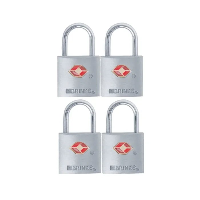 Brinks TSA Keyed Padlock, 7/8-in Wide x 1/2-in Shackle, TSA Accepted (4-Pack)