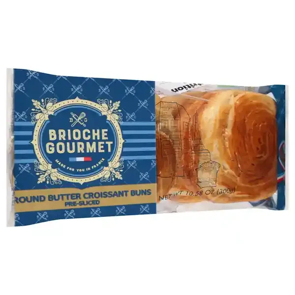 Brioche Gourmet Pre-Sliced 4 Round Butter Croissant Buns 4 ea