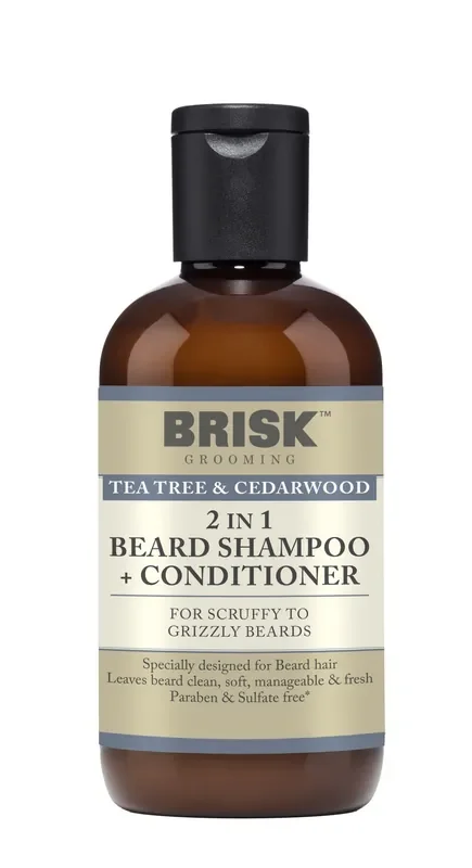 Brisk Grooming Beard Shampoo, Tea Tree & Cedarwood