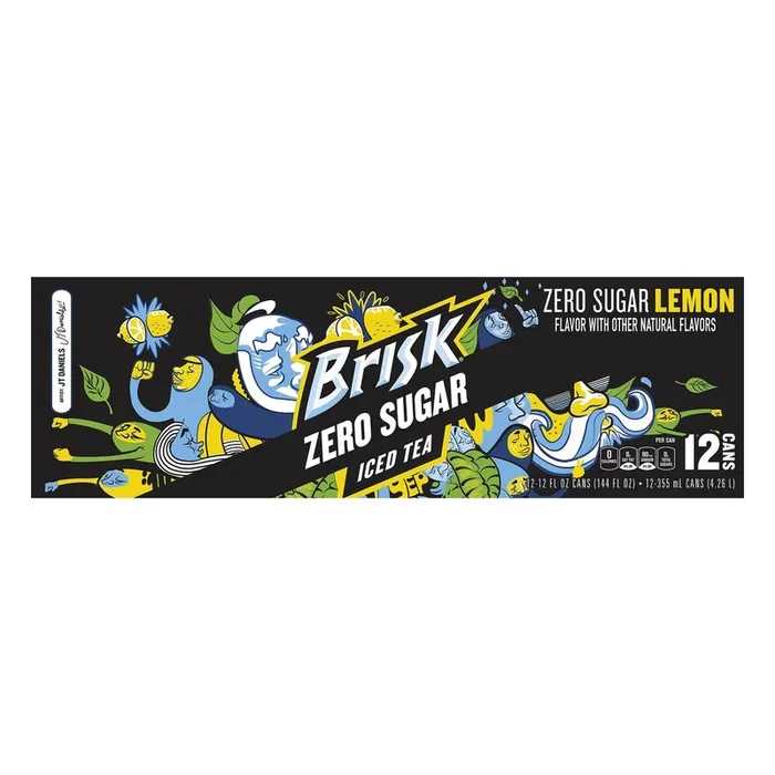 Brisk Zero Sugar Iced Tea Lemon 12 Fl Oz 12 Count Cans