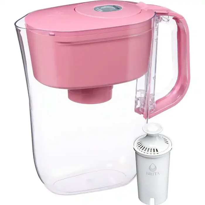 Brita Water Filter 6-Cup Denali Water Pitcher Dispenser with Standard Water Filter Cherry Blossom Pink