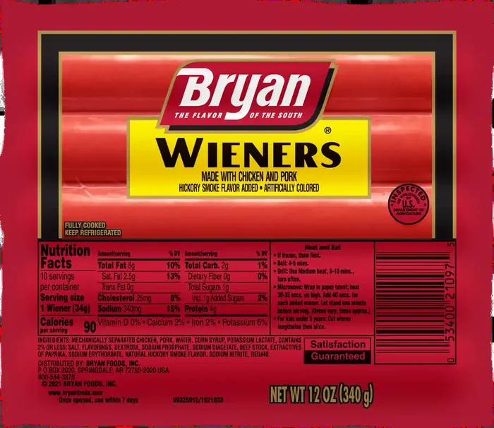Bryan Hickory Smoke Wieners, 10 Count