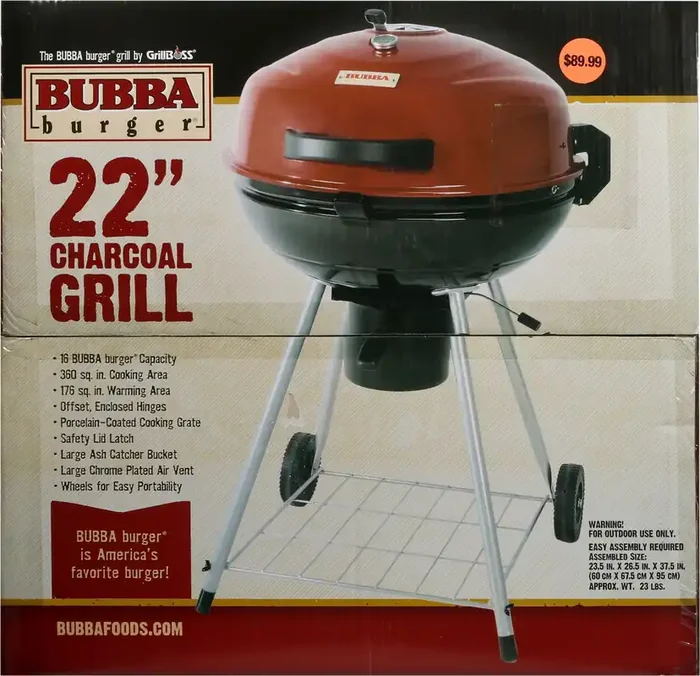 BUBBA Burger 22 Inch Charcoal Grill 1 ea Box