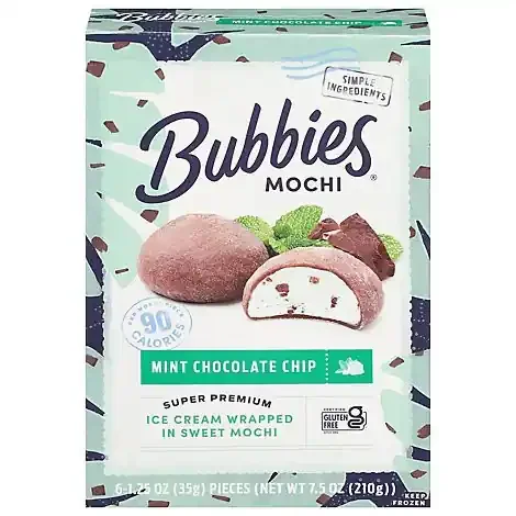 Bubbies Mochi Mint Chocolate Chip Ice Cream – 7.5 Oz