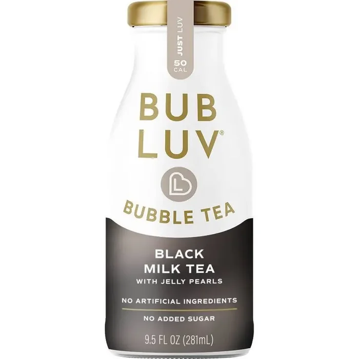 BUBLUV Bubble Tea Black Milk Tea with Jelly Pearls – 9.5 fl oz Bottle