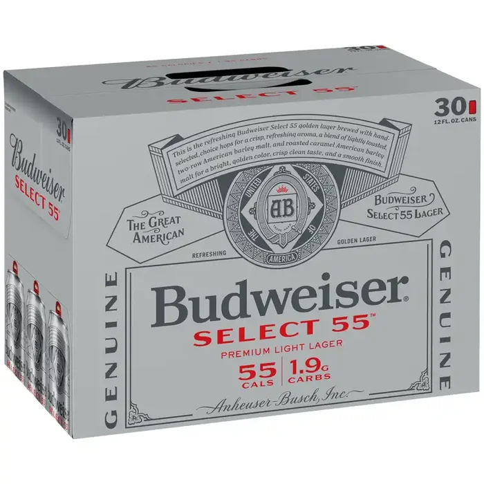 Budweiser Select 55 American Lager Beer 30 Pack, 12 fl oz Cans