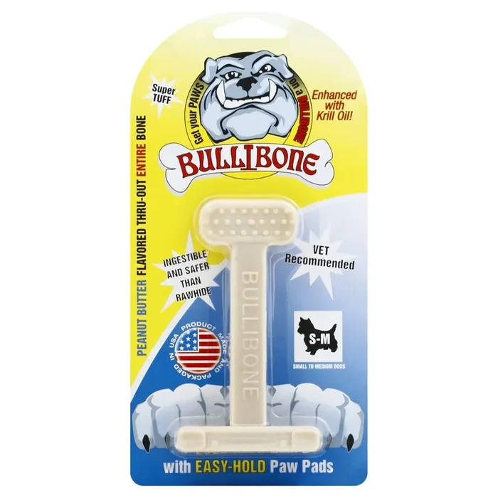 Bullibone Dog Chew Nylon Oral Care Bone Peanut Butter Small – Each