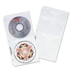 C-Line CLI61958 Deluxe CD Ring Binder Storage Pages, Standard, 4 Disc Capacity, Clear/White, 10/Pack, Price/PK