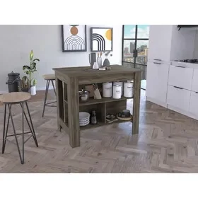 Cala Kitchen Island, Four Legs, Three Shelves -Dark Brown B07091834