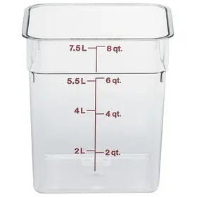 Cambro 8 Quart Clear Measuring Plastic Square Container, 6 Each, 1 Per Case, Price/Case