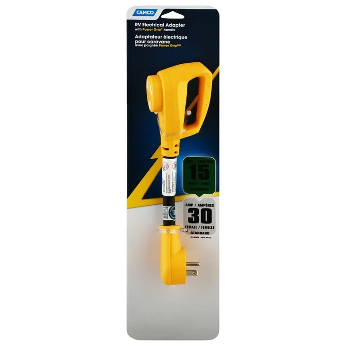 Camco RV Electrical Adapter with Power Grip Handle 1 ea