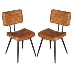 Camel and Black Tufted Side Chairs (Set of 2) B062P145537