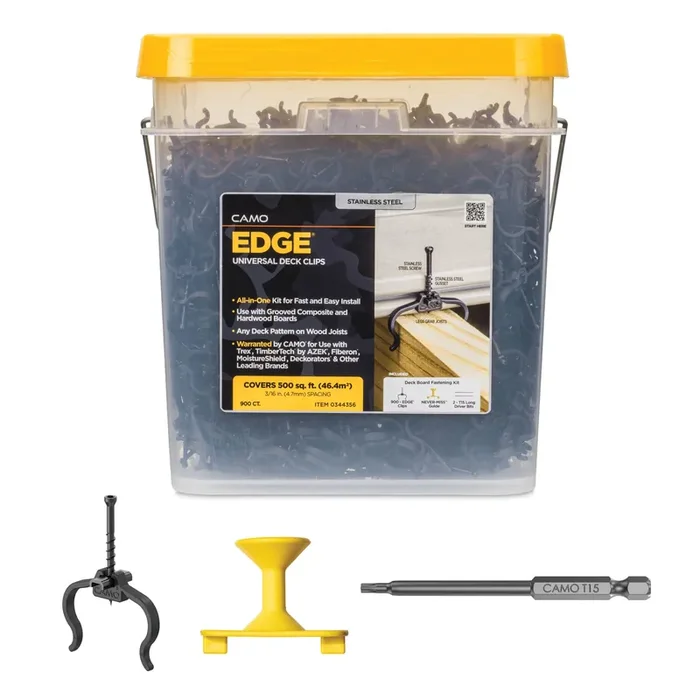 CAMO Edge Clip 1.75 Inches 304 Stainless Steel Hidden Deck Fastener 500 Square feet ( 900 -Pack )