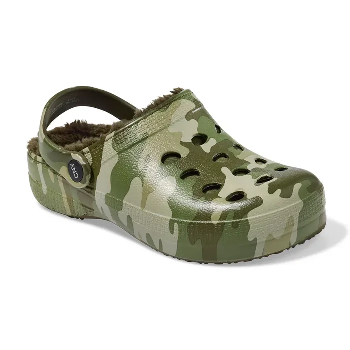 Capelli Boy Fur Clog Camo. Green. Size 12/13