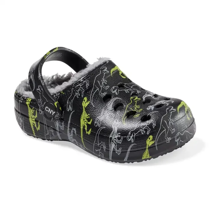 Capelli Tod Boy Fur Clog Dino. Black. Size 8/9